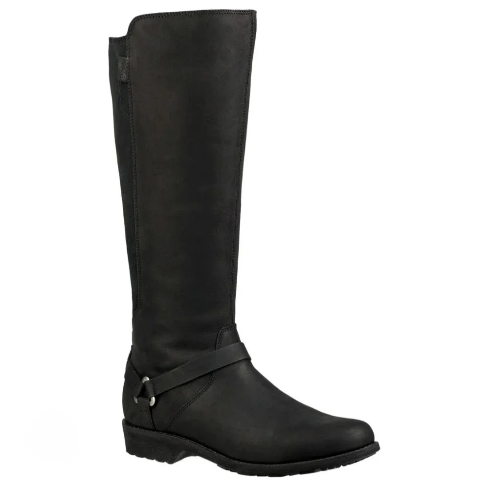Teva De La Vina Dos Tall Black Waterproof Leather Boots 1017143 Knee-High NEW 10